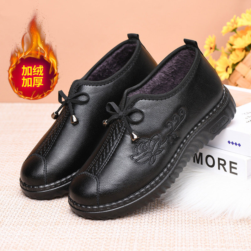 冬季加绒保暖棉鞋平底妈妈鞋一脚蹬老北京布鞋女防滑软底奶奶女鞋,淘宝优惠券,粉丝福利购,淘宝优惠卷
