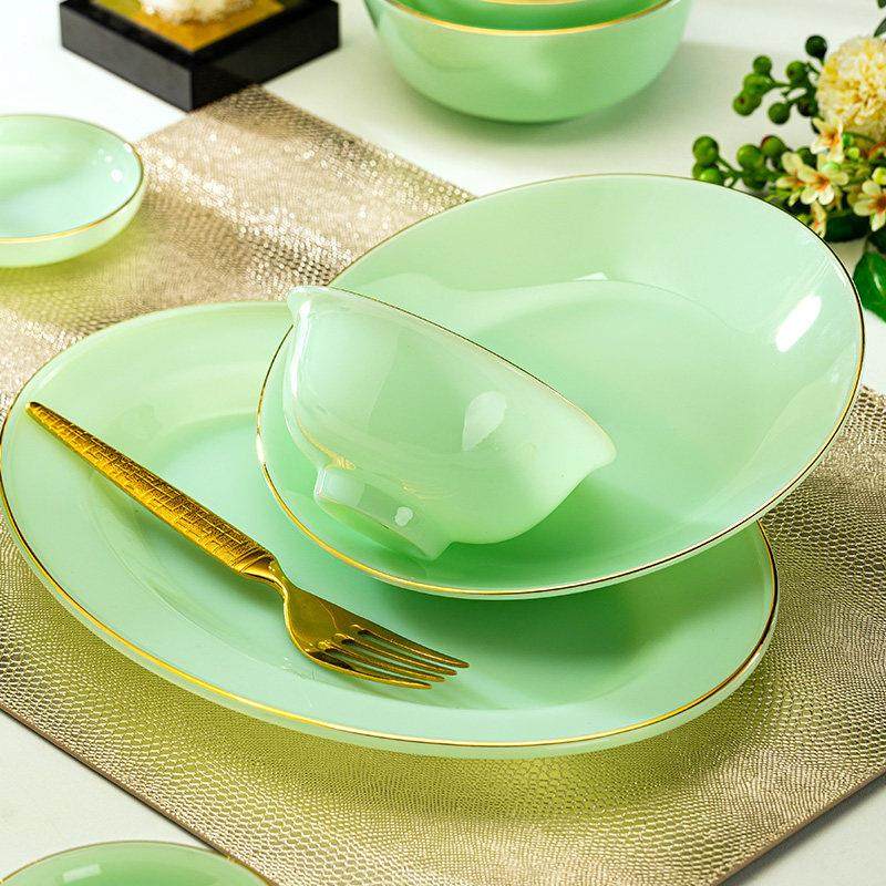 景德镇碗碟套装家用单个玉瓷轻奢陶瓷碗盘碗筷餐具套组碗盘组合,淘宝优惠券,粉丝福利购,淘宝优惠卷