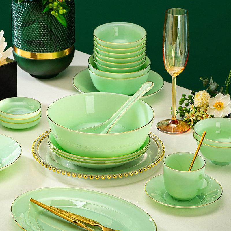 景德镇碗碟套装家用单个玉瓷轻奢陶瓷碗盘碗筷餐具套组碗盘组合,淘宝优惠券,粉丝福利购,淘宝优惠卷