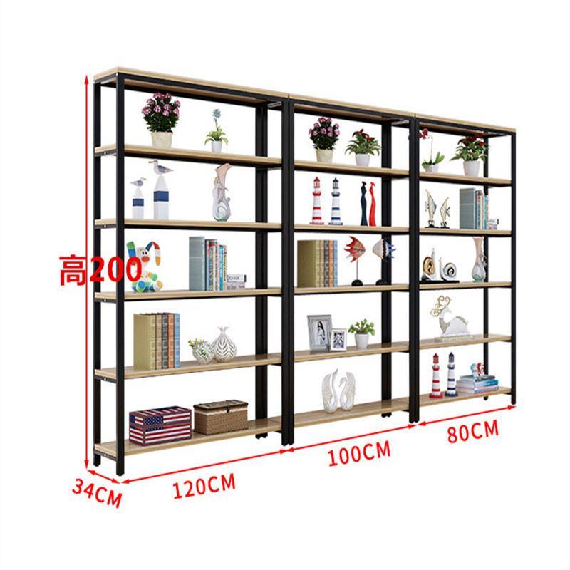 钢木展示架多层隔板落地产品陈列客厅简易书架货架现货销售-图3