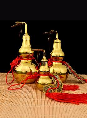 铜葫芦纯铜摆件开口开盖空心五帝钱门对门家居客挂饰厅工艺品挂件