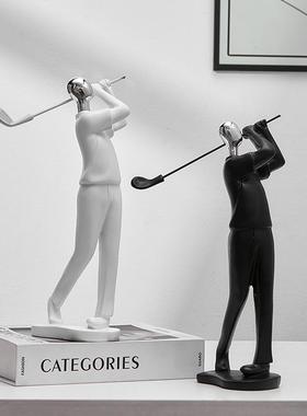 办公室运动人物健身高尔夫艺术摆件客厅高档轻奢酒柜电视柜装饰品