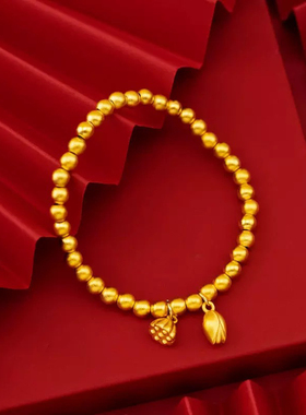 仿金包银手链仿古法黄金手链仿真古法传承手链结婚礼物女实心首饰