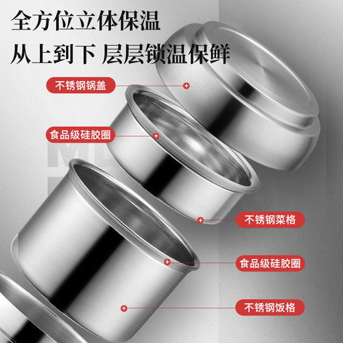 爱仕达保温饭盒桶学生上班族大容量便携餐盒便当盒带饭不锈钢提锅 - 图1
