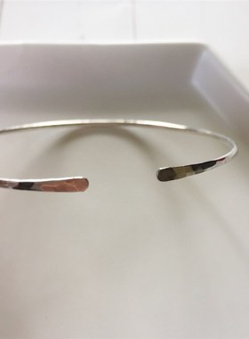 925银女开口手镯1.6mm圆光面实心手环素圈叠戴手工制作