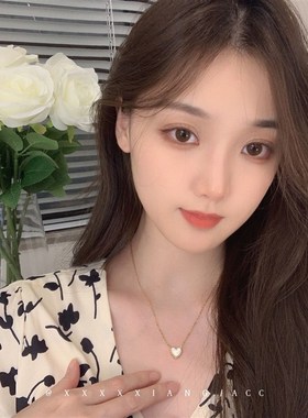 「循环恋爱」简约百搭气质黑红色爱心项链精致小众设计锁骨链颈链