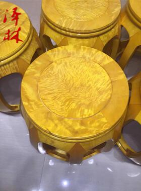 大叶楠凳子金丝楠木家具椅子圆鼓凳家居摆件实木独板榫卯工艺新品