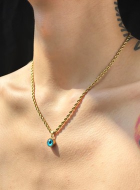 法式个性复古恶魔之眼圆形吊坠