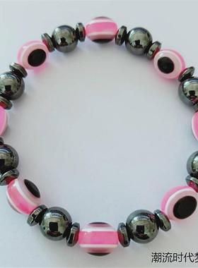 恶魔之眼磁性黑石弹力手链