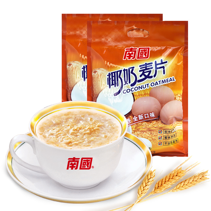 南国椰奶麦片560gx2即食燕麦片早餐冲饮营养小袋装海南特产-图3