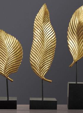 爆款欧式套三叶子树脂摆件家居客厅电视柜书房书桌卧室酒店会所装