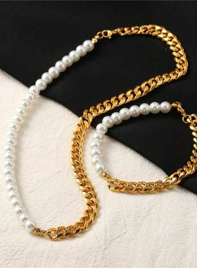Chain Pearl Bracelet Men Hip Hop Simple Couple Bracelet项链