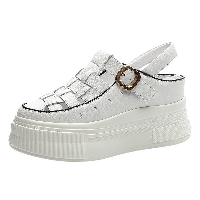 凉鞋女2024年新款夏季外穿内增高8cm真皮34码厚底运Y动休闲旅游鞋,淘宝优惠券,粉丝福利购,淘宝优惠卷