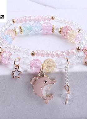 可爱儿童手链女公主小女孩水晶串珠学生韩版姐妹闺蜜手串手饰品