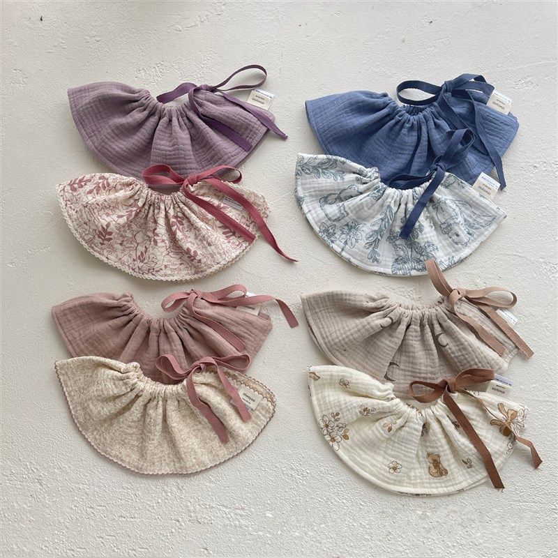 韩国纯棉纱布婴儿口水巾宝宝围嘴围兜加大系带口水兜儿童花瓣假领,淘宝优惠券,粉丝福利购,淘宝优惠卷