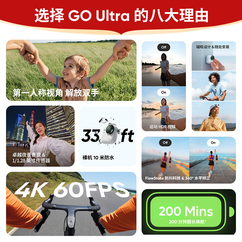 出租影石Insta360 GO Ultra运动相机Vlog户外骑行 4K口袋相机租赁,淘宝优惠券,粉丝福利购,淘宝优惠卷