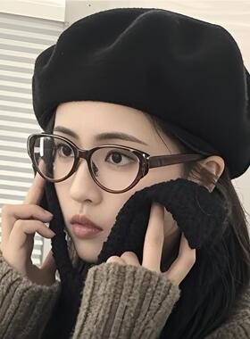 猫眼镜框女素颜显脸小复古