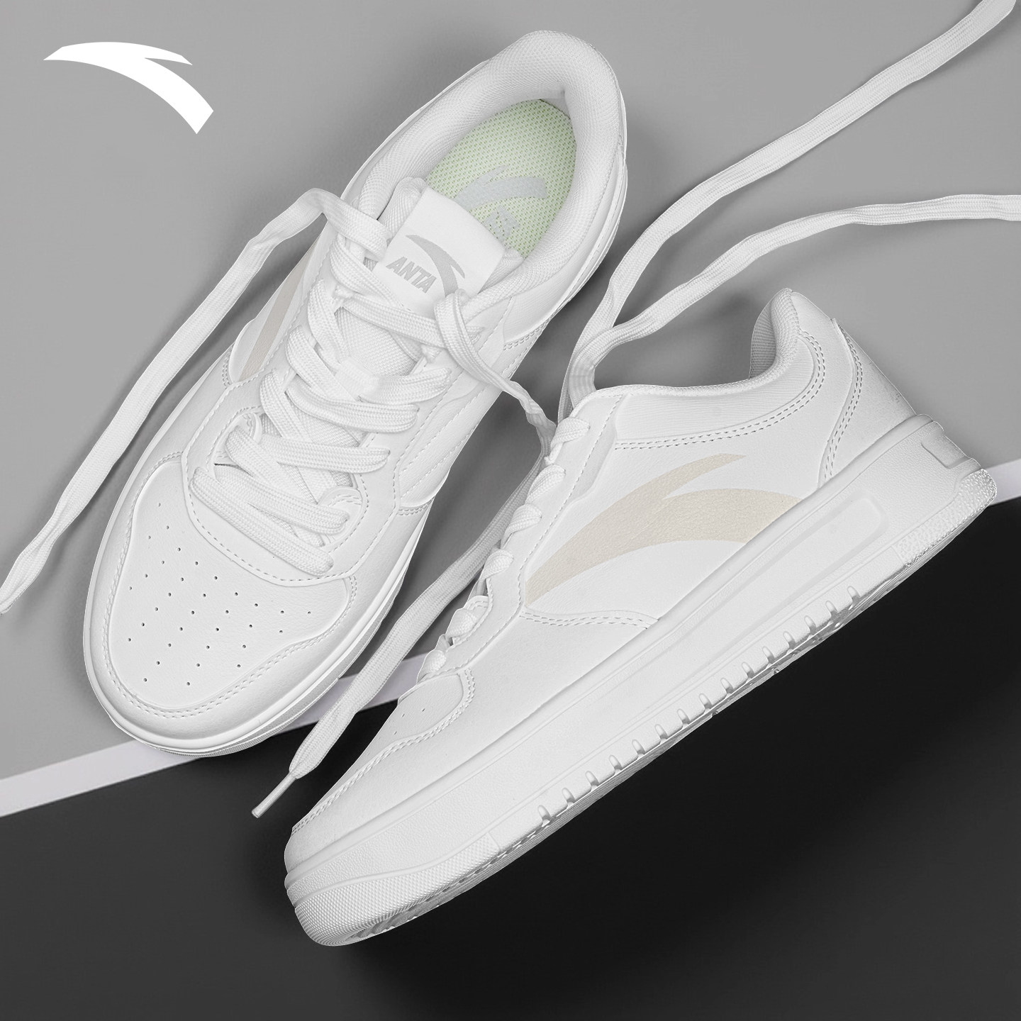 安踏轻松板鞋男款2026新款冬季厚底青少年软底小白鞋低帮休闲男鞋,淘宝优惠券,粉丝福利购,淘宝优惠卷