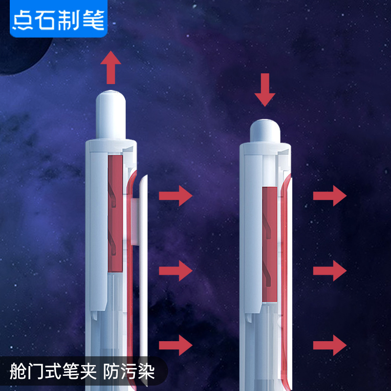 点石畅响时空舱按动中性笔黑色速干双珠顺滑简约创意办公用学生考试0.5mm子弹头DS0155 - 图3