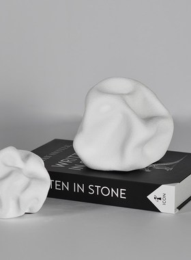 现代简约陶瓷小摆件创意几何桌面软装饰品白色蓝色U办公室书桌摆