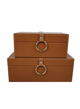 新中式样板房家居卧室梳妆台收z纳软装饰品现代简约套装首饰盒摆