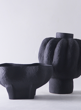 现代简约磨砂陶瓷插花器南瓜花瓶摆件设计师创意北欧X家居果盘饰