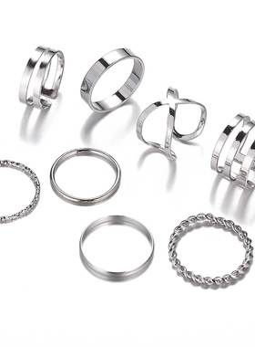 8pcs popular Punk finger Ring Retro Simple joint Rings 1/set