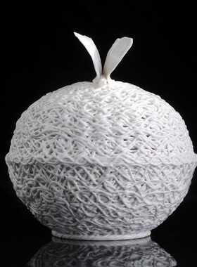 纯手工编织镂空花瓶德化白瓷客厅简约装饰结R婚礼物工艺品摆件