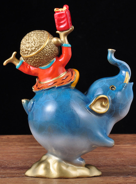 彩铜拜相封侯摆件卡通q大象猴子创意可爱摆设家居客厅电视柜装饰