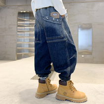 Boy Jeans Spring Fall 2024 new CUHK Childrens spring dress Body Pants Boy Spring Casual Pants Tide