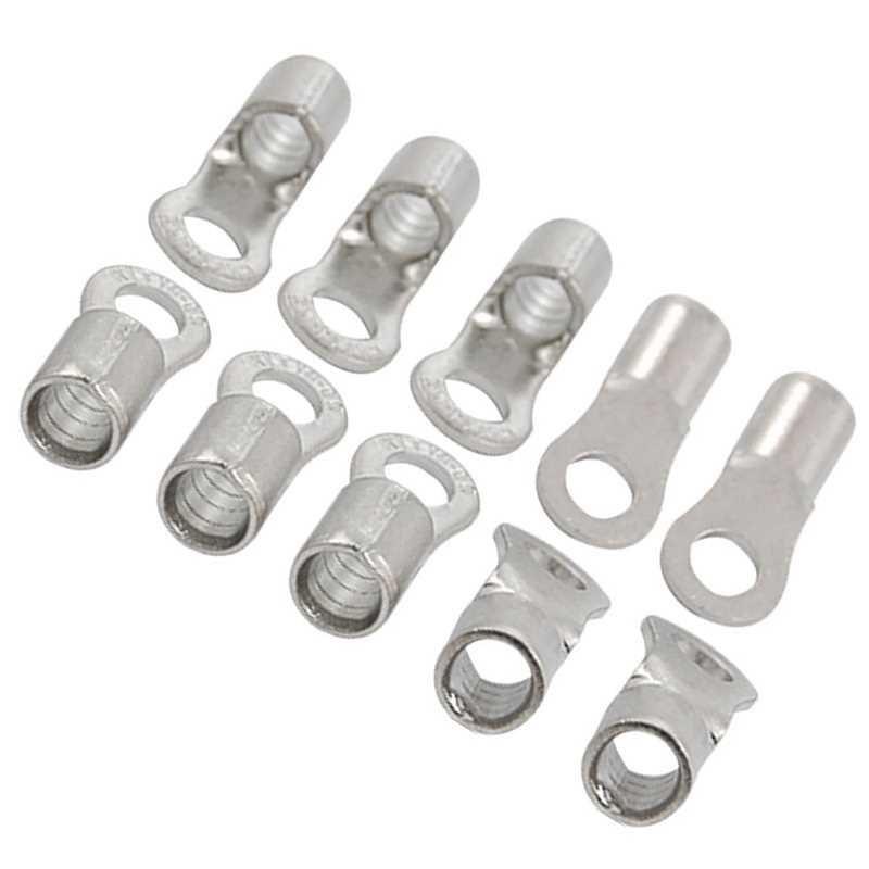 10 Pcs 6 AWG RNB14-6S Type Non Insulated Ring Terminals - 图0