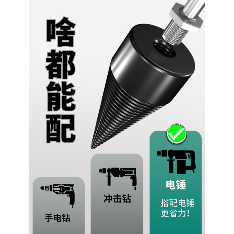 德国日本进口绿林劈柴材神器家用农村钻头分裂砍柴电动专用工具劈 - 图2