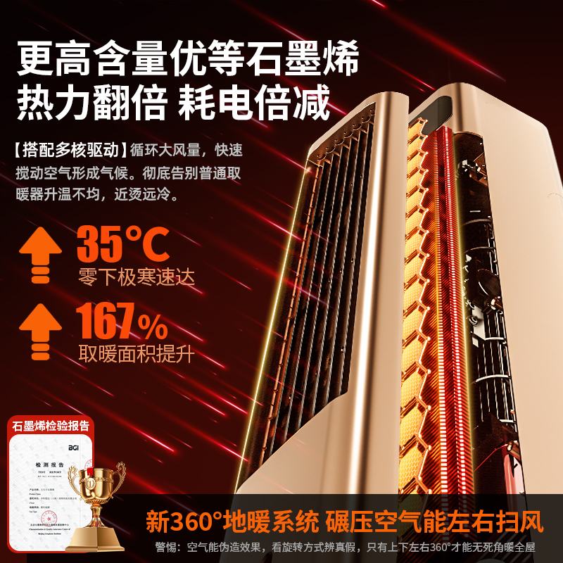 2025新款节能省电暖风机家用石墨烯取暖器冷暖两用塔扇全屋大面积 - 图2