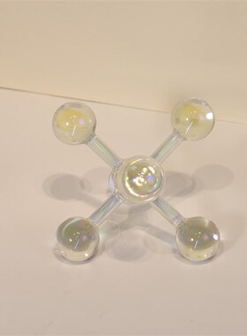 售楼处现代轻奢软装搭配装饰摆件镀彩水晶分子U茶几桌面工艺品