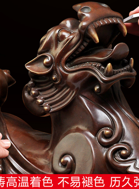 纯铜貔貅摆件一对皮丘皮休风水招财家居客厅M办公室装饰开业工艺