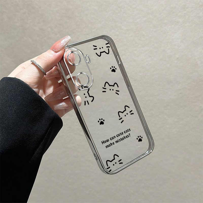 适用华为畅享60/70/80手机壳X电镀透明壳wikohi畅享60S/80pro防摔70M时尚网红畅享Z创意plus高颜值线条猫咪 - 图2