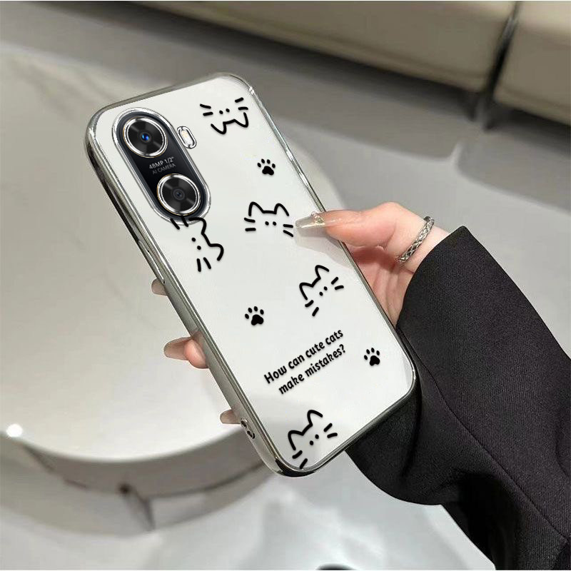 适用华为畅享60/70/80手机壳X电镀透明壳wikohi畅享60S/80pro防摔70M时尚网红畅享Z创意plus高颜值线条猫咪 - 图3