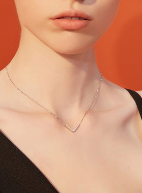 民升2022年新款月光宝盒V型项链轻奢简约百搭几何小众设计锁骨链