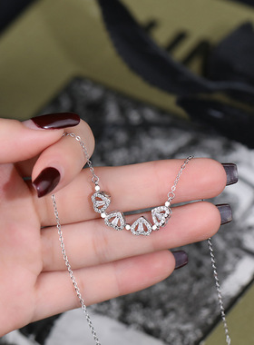 爱心四叶草项链女花朵轻奢满钻s