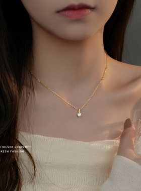 s999纯银一颗星莫桑石吊坠锆石镶