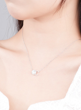 S925莫桑石微镶锆石项链送女友