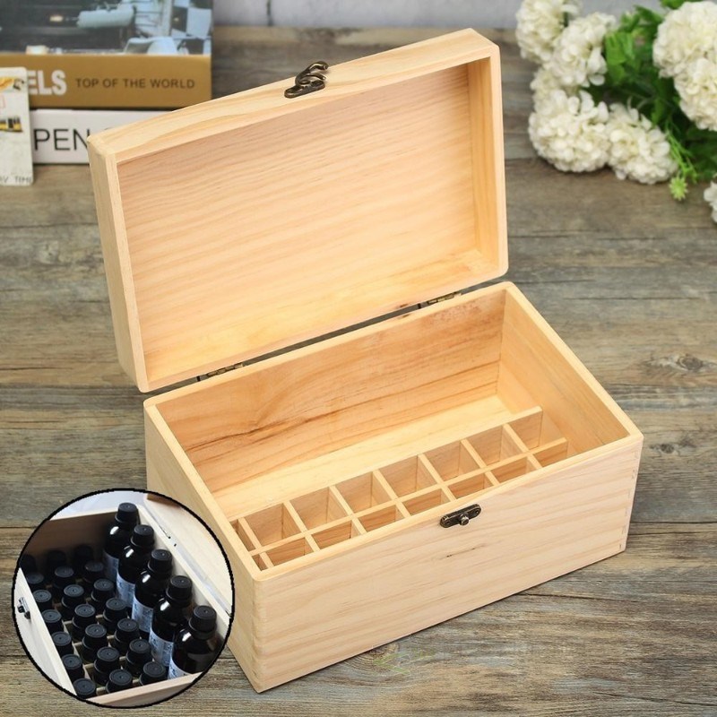 Storage Case 32 Slots Essential Oil Aromas Wooden Box Organi-图2