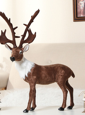 圣诞小鹿装饰品仿真梅花鹿动物摆件森系摄影道创意面摆件家居