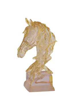 北欧轻奢浅蓝色马头树脂摆件x后现代酒店别墅展厅玄关动物软装饰