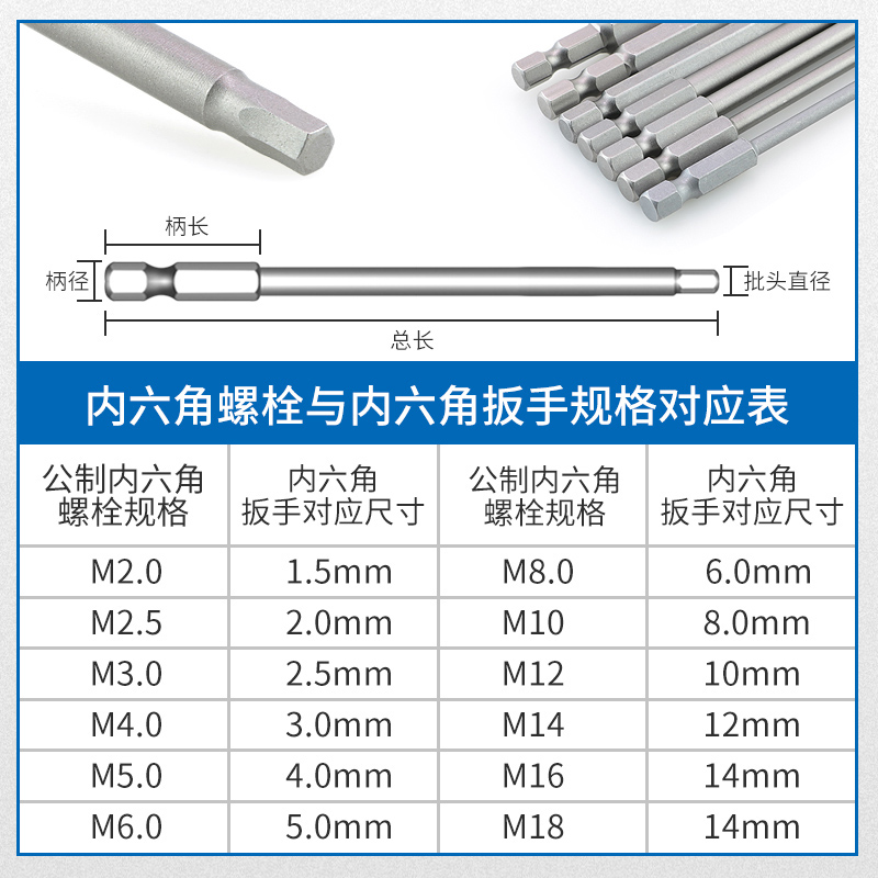喜尔乐内六角批头气动加长电动螺丝刀套装强磁六角风批电钻电批-图2
