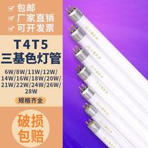 T4 lamp tube mirror front light fluorescent tube strip home bath bully old three-base color T5 fine daylight lamp tube small 12w8