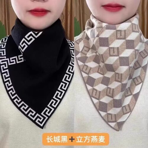 冬季防风围脖围巾女冬季秋冬季护颈防寒百搭脖套保暖三角围巾围脖 - 图2