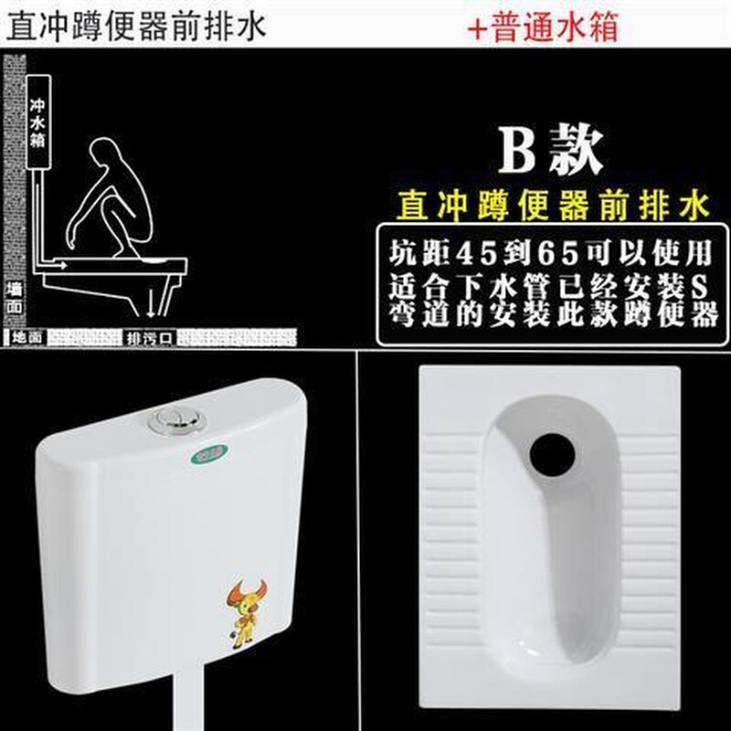 家用蹲便器水箱整套装卫生间陶瓷便盆蹲坑便池式厕所防臭整套便池-图3