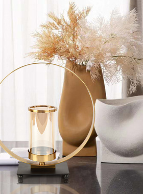 欧式轻奢黑色方片铁艺烛台电镀拉丝简约时尚O精美铁艺防锈防潮摆