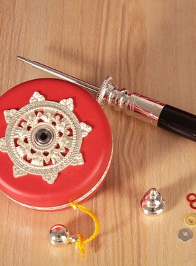 红皮铜藏式手摇转筒家用立体浮雕手摇双轴承桶T实木随身用摆件